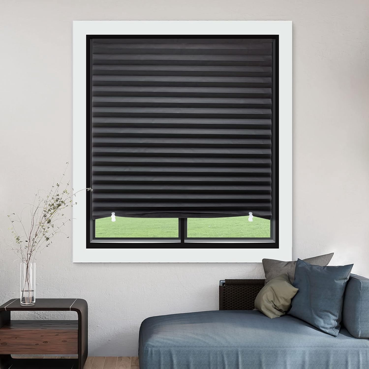 6 Pack Temporary Blackout Paper Shades For Windows Pleated Blinds With Adhesive No Tools Drilling Free Cut Size Room Darkening Shades(black  24" W X 72" H)
