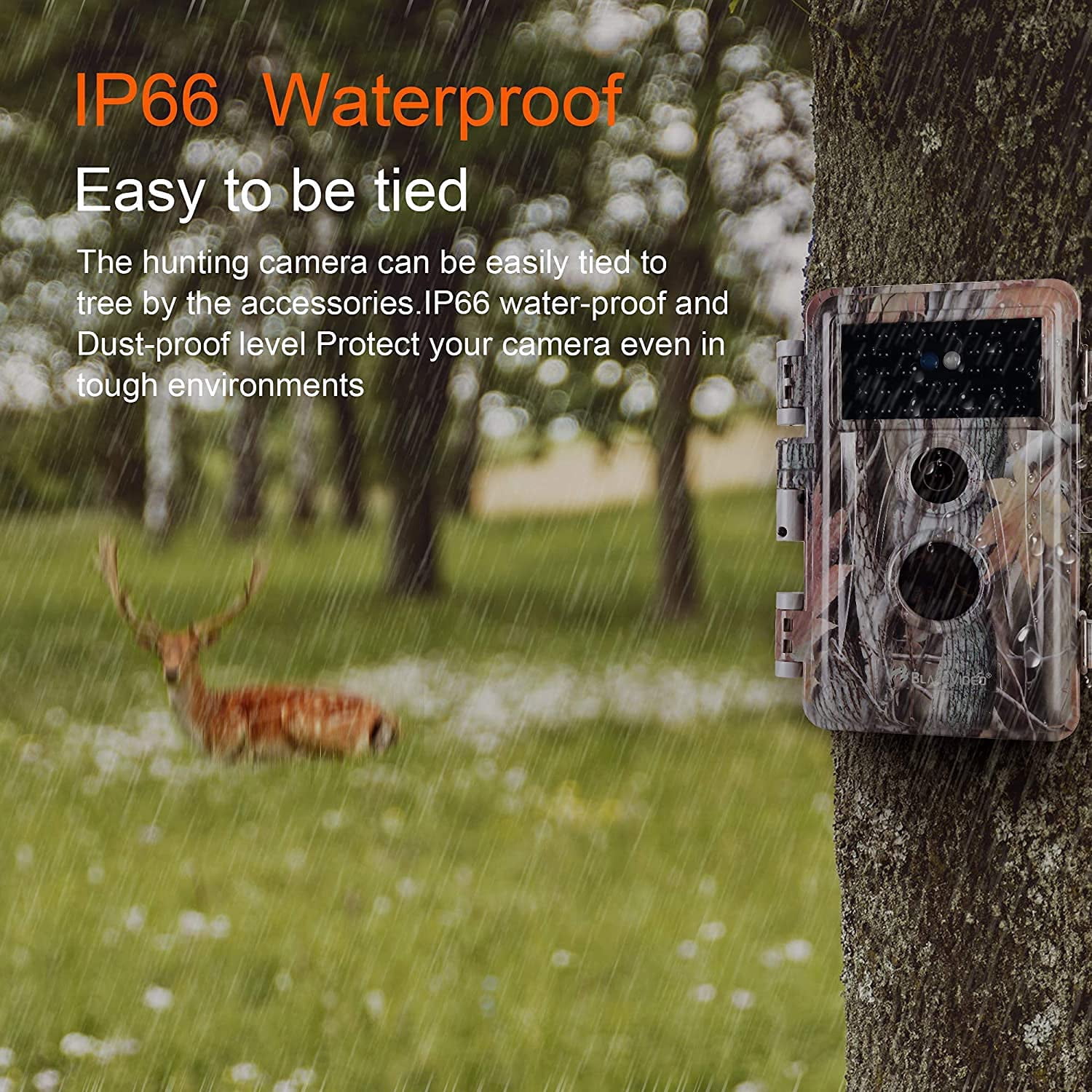 BlazeVideo Professional Game and Deer Trail Camera with Night Version 24MP Photo 1296P Video Wildlife Tree Cam Motion Activated No Glow IP66 Waterproof for Outdoor Tracking and Indoor Security