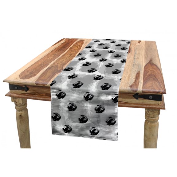 Abstract Table Runner, Random Sketchy Paint Blots and Blemishes Illustrated by Hand, Dining Room Kitchen Rectangular Runner, 3 Sizes, by Ambesonne