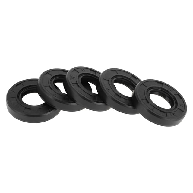 Sellos de aceite universales Unique Bargains TC de doble labio con resorte de acero, anillo de sello de eje rotativo 17x35x7mm alta presión caucho NBR negro 5 Pcs