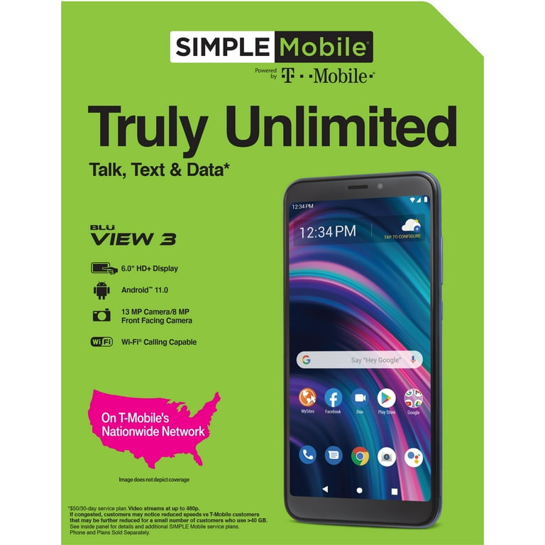 Simple Mobile Blu View 3, 32Gb, Blue - Prepaid Smartphone - Walmart.Com