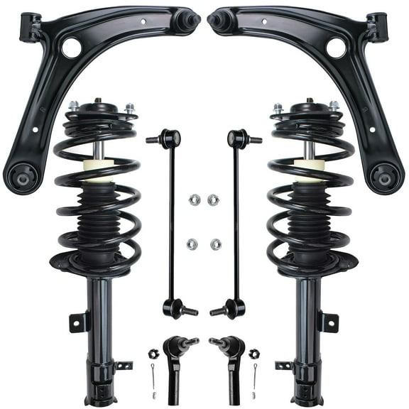 Detroit Axle - Front 8pc Suspension Kit for 2009-2012 Dodge Caliber 2010 2011, 2 Lower Control Arms w/Ball Joints, 2 Ready Struts Assembly, 2 Outer Tie Rods, 2 Sway Bars Replacement
