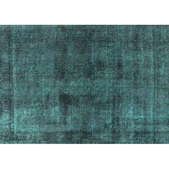 Ahgly Company Machine Washable Indoor Rectangle Oriental Turquoise Blue Industrial Area Rugs, 5' x 8'