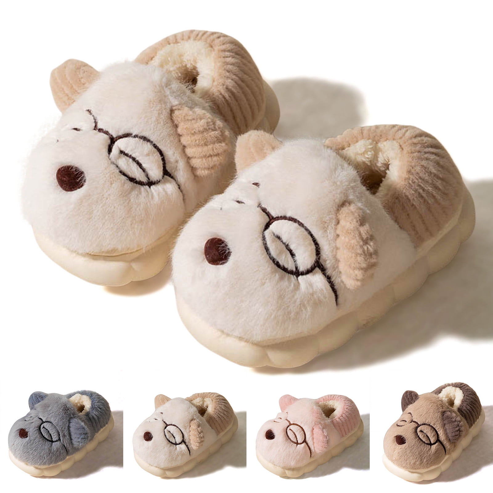 Pantoufles Filles En Peluche Lapin - Chaussons D'hiver Doux, Bout Rond, Pour Enfants Et Ados - 4