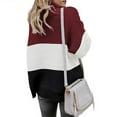 thumbnail image 4 of IROINNID Womens Sweater Turtleneck Pullover Sweater Color Block Casual Mid-Length Long Sleeve Autumn and Winter Blouse Knitting Patchwork Tops Sweaters, 4 of 7