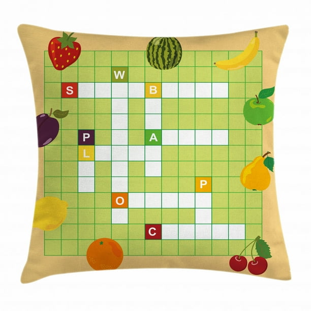 Word Search Puzzle Throw Pillow Cushion Cover, Vivid Graphic Summer