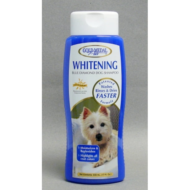 Gold medal whitening blue diamond dog shampoo with cardoplex, 17oz bottle