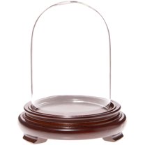 Plymor 3" x 4" Glass Display Dome Cloche (Walnut Wood Veneer Footed Base)
