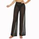 thumbnail image 2 of RUEWEY Pantalones de malla transparente para mujer, traje de baño, parte inferior de bikini, cintura elástica, pierna ancha, pantalones largos palazzo (2XL negro), 2 of 5