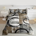 thumbnail image 2 of Feelyou Yellow Grey Abstract Ombre Queen Comforter Set, Square Circle Geometric Bedding Sets, Teen Kid Child Adult Reversible Bedding Comforter Set, Super Cozy Room Decor, 3-Piece, 2 of 8