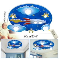 TFCFL Wooden Star Rocket Ceiling Light Kids Room LED Pendant Lamp Lighting Fixture Baby Bedroom Chandelier