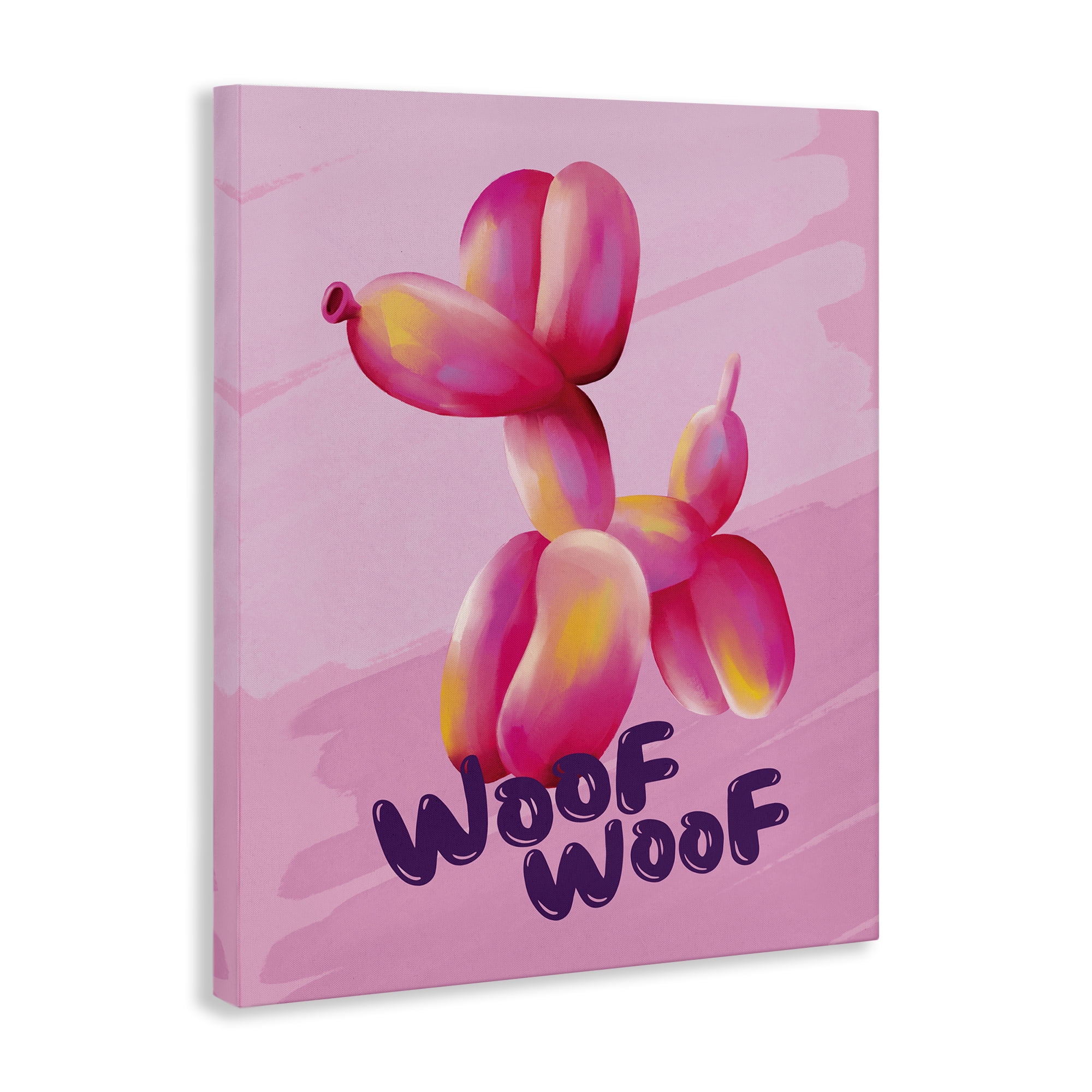 Stupell Industries Woof Balloon Dog Text & Numbers Painting Wrapped Canvas Art Print Wall Art, 24 x 30