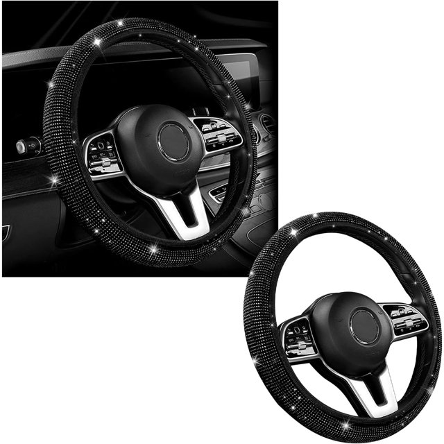 YISITIAN Bling Steering Wheel Cover, Crystal Diamond Steering Wheel Protector for Women Girls, 14-15 Inch Sparkling Rhinestone Decor Accessories, Universal Fit for Most Cars, SUVs, CJ919-49016