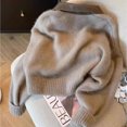 thumbnail image 5 of Suéter de punto con cuello de cuero empalmado de Epligg, cárdigan de moda con doble cremallera para mujer, otoño/invierno, suave, vintage, nuevo, de manga larga, 5 of 5