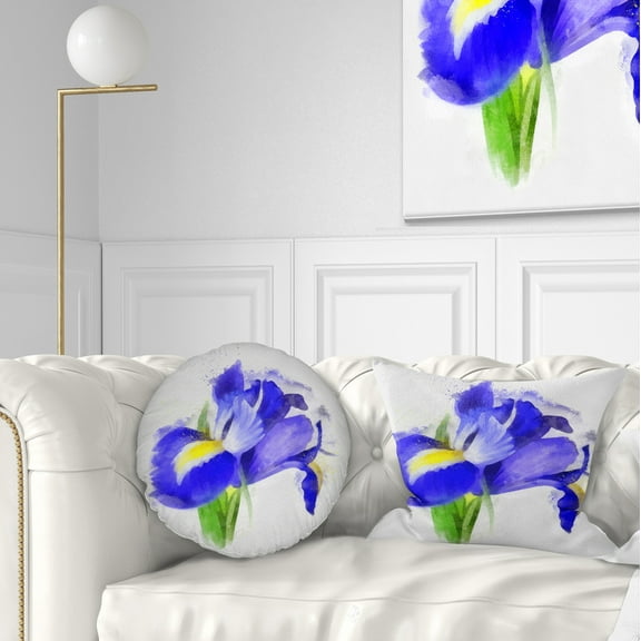 Designart Bloomy Blue Watercolor Rose - Floral Throw Pillow - 12x20