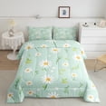 thumbnail image 2 of Cute Flower Comforter Set Twin Size, Botanical Theme Floral Print Bedding Set Room Decor, Watercolor Daisy Quilt Set Soft Polyester Duvet Set, 2 of 8