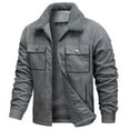 thumbnail image 2 of Men's Casual Multi-Pocket Suede Fleece-lined Jacket Zipper Lapel Top - Soft Interior for Autumn Winter Workwear, Outdoor Errands, and Festive Seasons,Gray,L, 2 of 6