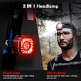 thumbnail image 2 of LED Rechargeable Headlamp for Adults, 1oz Lightweight Head Lamp with Red Light and 7 Modes, Bike Taillight with Bicycle Bracket and 4 Hooks, Waterproof Headlight for Running Cycling Reading, 2 of 7