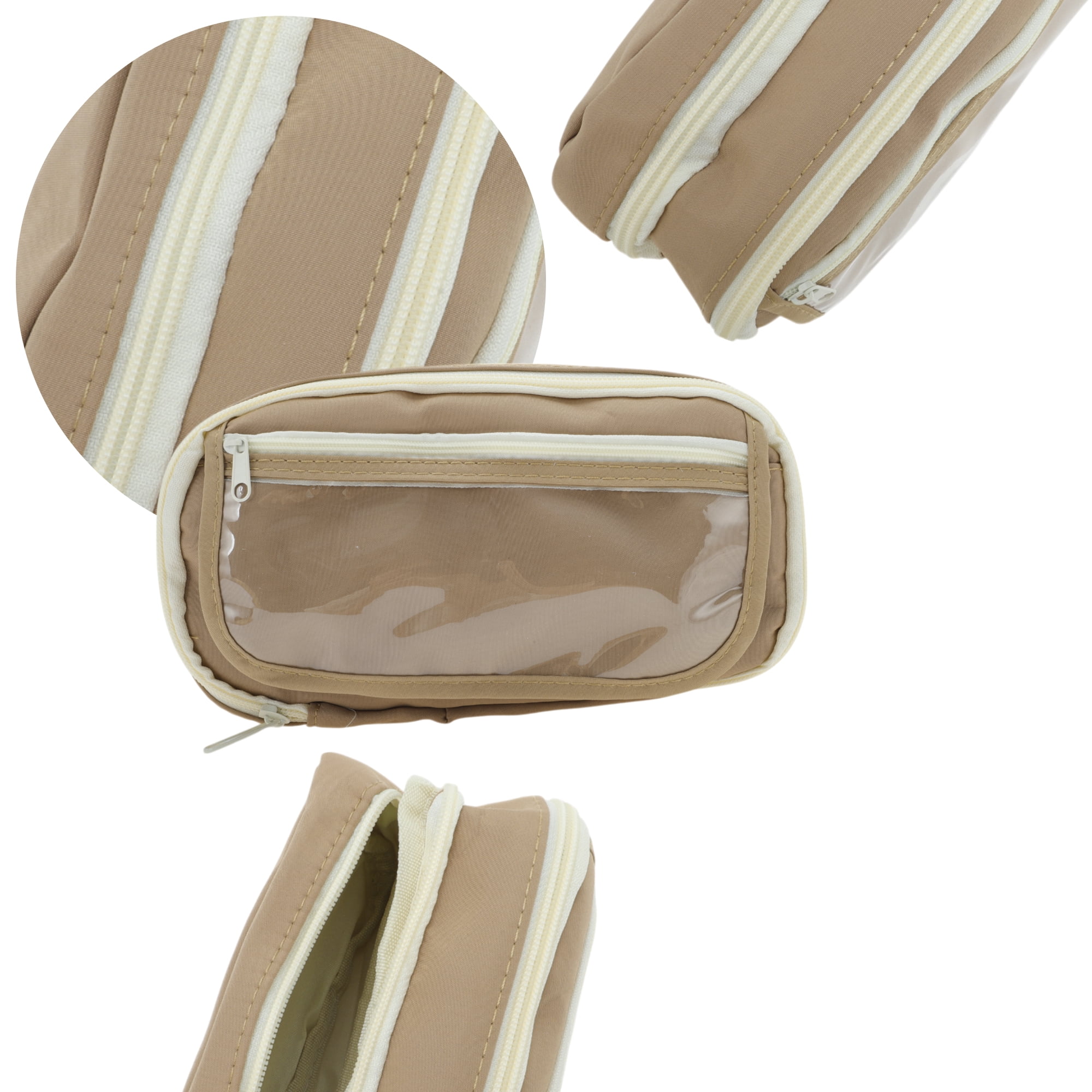Unique Bargains Pencil Case Flip Cover Pen Pouch Stationery Bag for Organizer Coffee Color