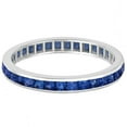 thumbnail image 2 of Princess-Cut Blue Sapphire Eternity Ring Band 14k White Gold (1.36ct), 2 of 4