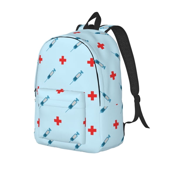 Easygdp Syringe And Red Cross Mochila de Lona Resistente para Laptop, Compatible con Laptops de 15 a 17 pulgadas, Ideal para Escuela, Trabajo y Viajes-Medium