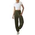 thumbnail image 3 of WTXUE Sweatpants, Slacks Women's Active Elastic Waist Baggy Workout Joggers Pants, Pantalones De Mujer, Olive green, 3 of 8