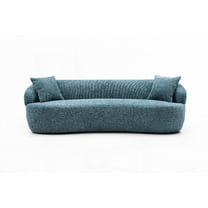 Modern Blue Boucle 3-Seat Curved Sofa for Living Room, Bedroom