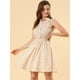 thumbnail image 5 of Día de San Patricio vestido sin Mangas Allegra K Cinturón estampado por Encima de la Rodilla Floral beige Rojo M, 5 of 6