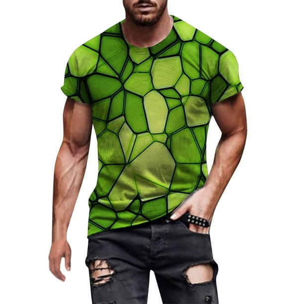 Camiseta con escote de verano a la moda para hombre Patrón de impresión 3D Manga corta Pompotops oipoqjl5781