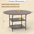 thumbnail image 3 of Gymax 47'' Round Dining Table for w/2-Tier Storage Shelves & Heavy-Duty Metal Frame Rustic Brown, 3 of 10
