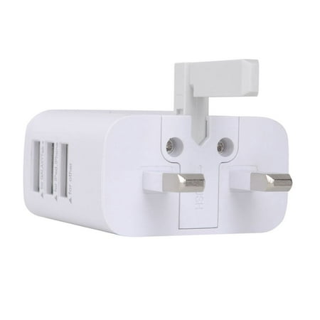 3 USB Ports Multiple Power Adapter AC Charger Travel Wall Charging White UK Plug Fits All