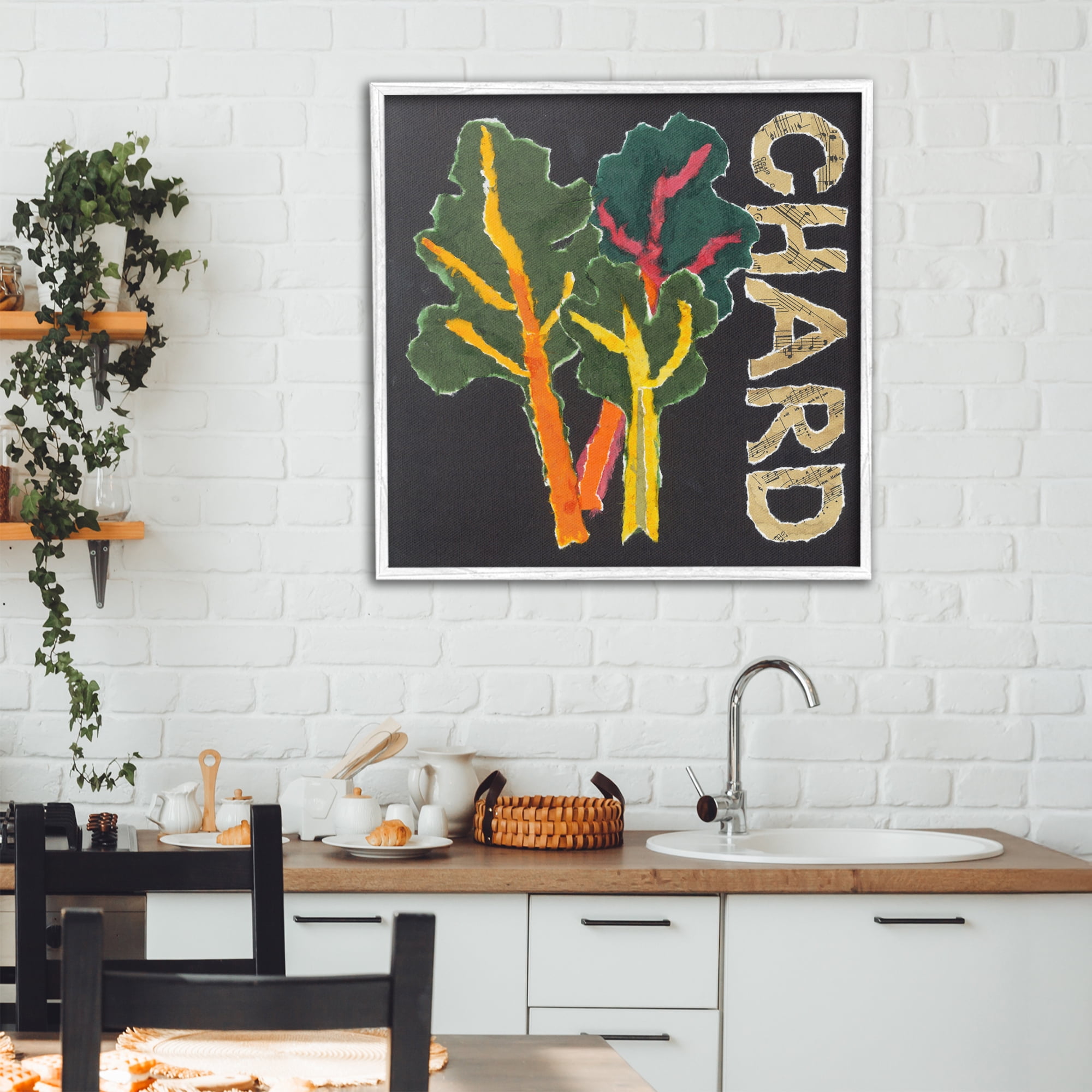 Stupell Industries Chard Leafy Vegetable White Framed Giclee Art, design by Nancy Overton
