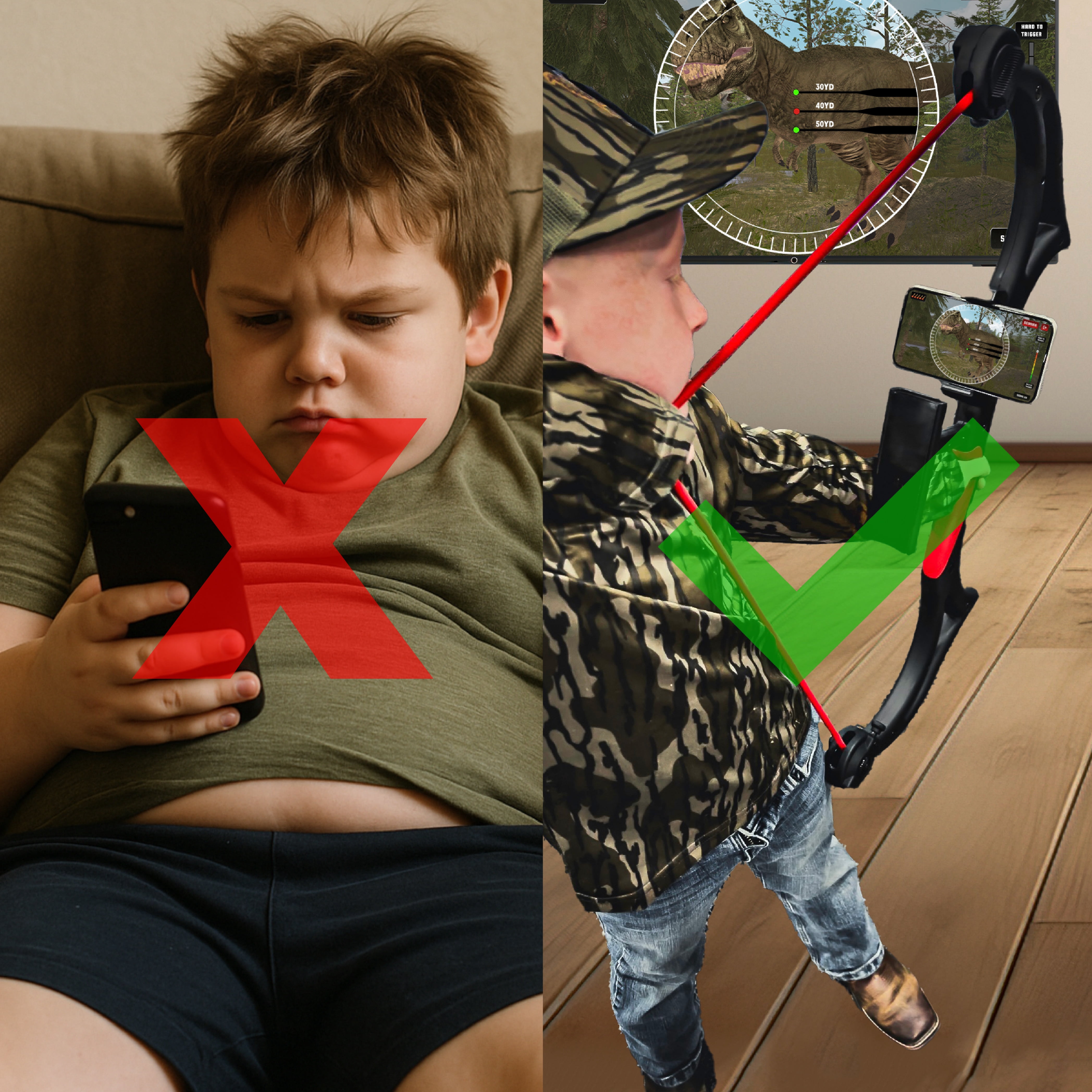 AccuBow Nano Black Youth Virtual Archery Gaming & Shooting - 5-40lbs Adjustable Resistance, Phone Mount Included, Compact & Lightweight, Ambidextrous