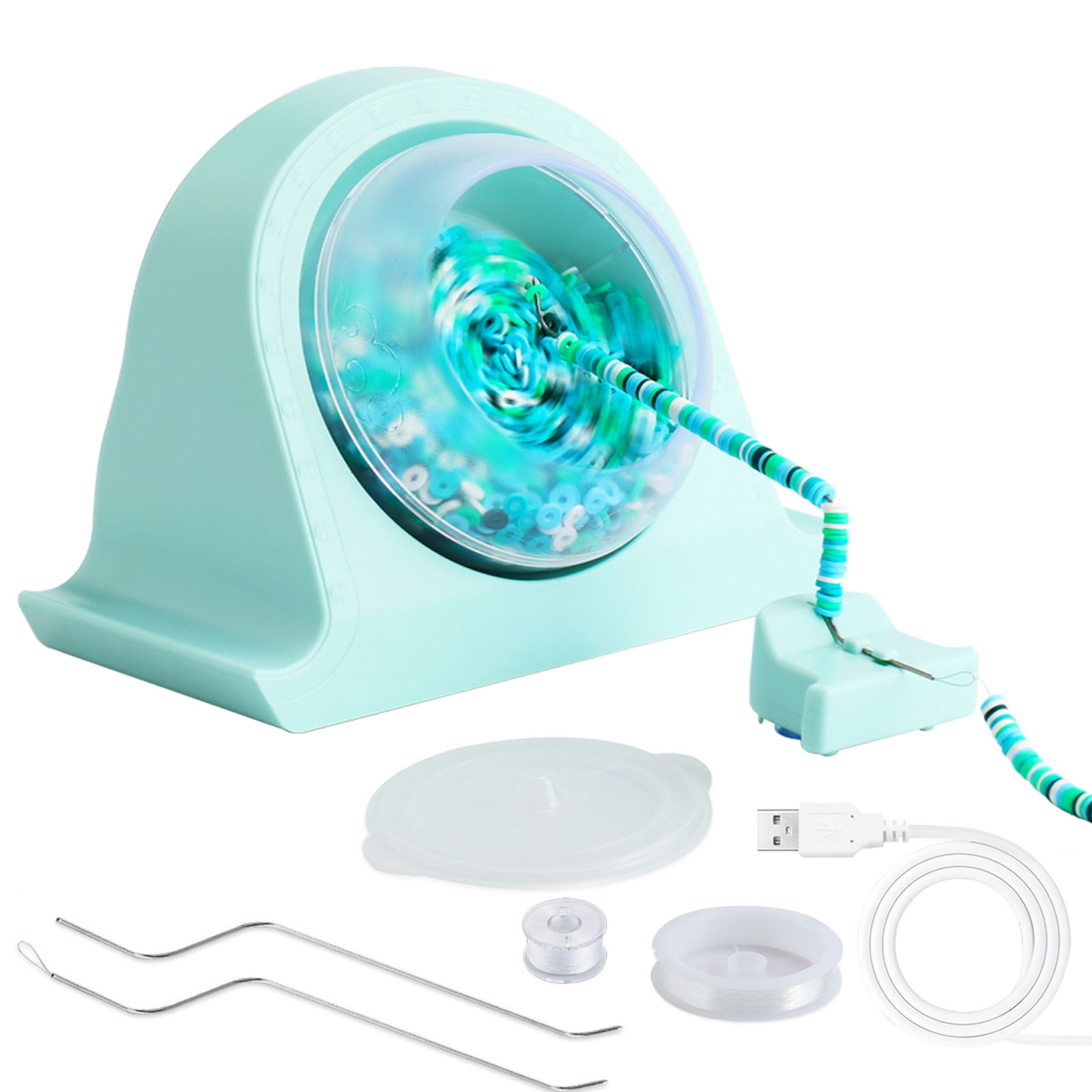 Innovative Bead Spinner Kit Electric Beads Stringing Machine Silicone Bowl with Thread Necklace Making Supplies