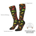 thumbnail image 4 of Xecao Chili2 print thigh-high socks, crafted for both men and women with a stretchy, high-opaque design perfect for daily wear, 4 of 6