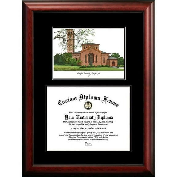 Campus Images VA990D-1411 11 x 14 in. Hampton University Diplomate Diploma Satin Mahogany Frame