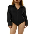 thumbnail image 1 of Women Solid Color Button Shirts Romper Ladies Formal Shirt Long Sleeve Turn-down Collar Bodysuit, 1 of 6
