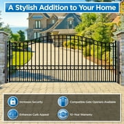 ALEKO Steel Single Swing 18 x 6 feet Black Driveway Gates Paris Style