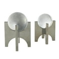 thumbnail image 6 of 7", 6"H Silver Glass Orb Geometric Sculpture with Clear Orb and X-Shaped Holder, by DecMode (2 Count), 6 of 9