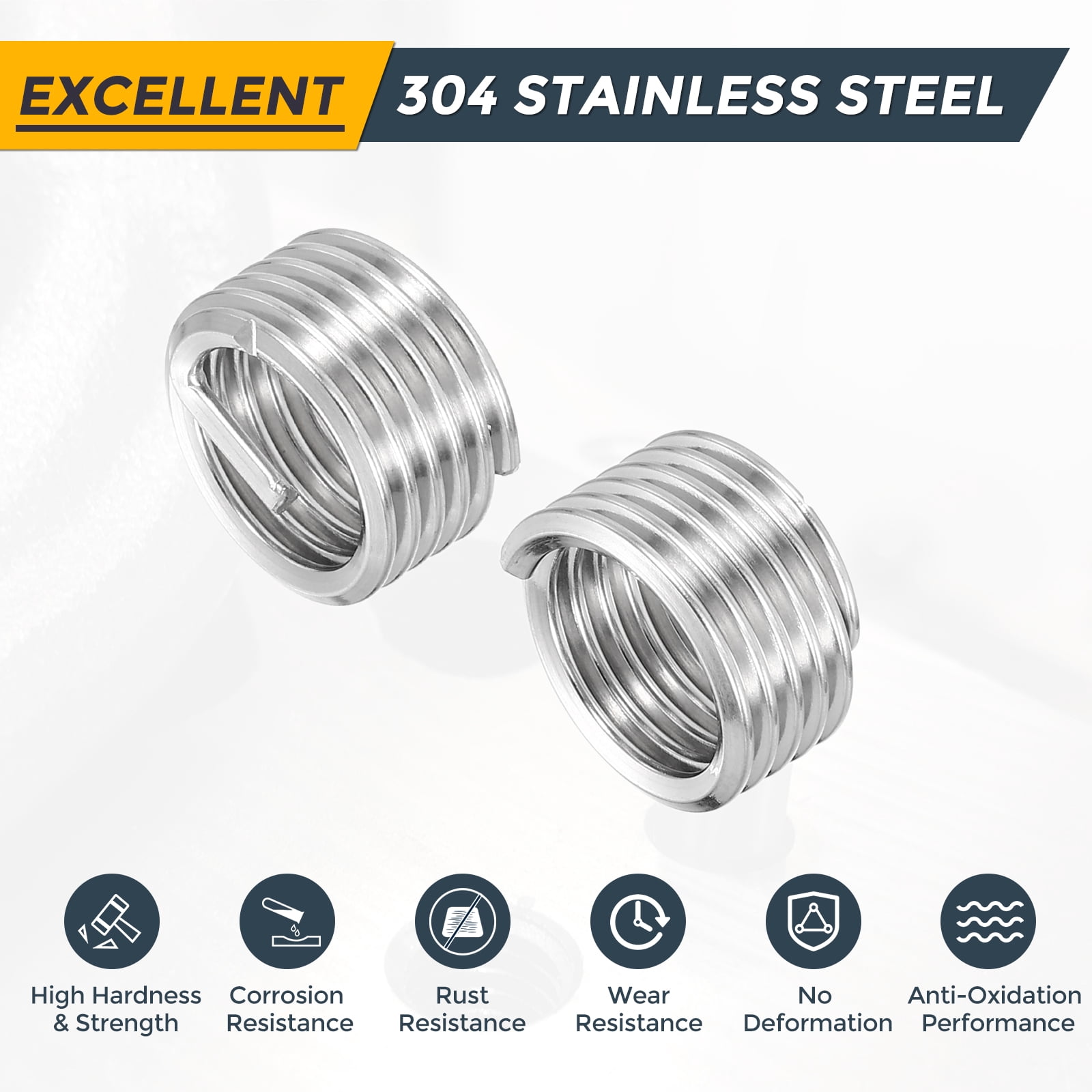Uxcell 80pcs Wire Thread Inserts M12 x 1.75 x 1D Metric Helical Threaded Sleeve
