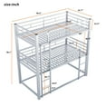 thumbnail image 2 of Kumix Triple Bunk Bed, Twin over Twin and Twin Bunk Bed with Full Length Guardrail and Build-in Ladder for Teens Adults, Metal Bunk Bed for Bedroom, Low Bunk Bed for 3, Noise-Free, Silver, 2 of 7