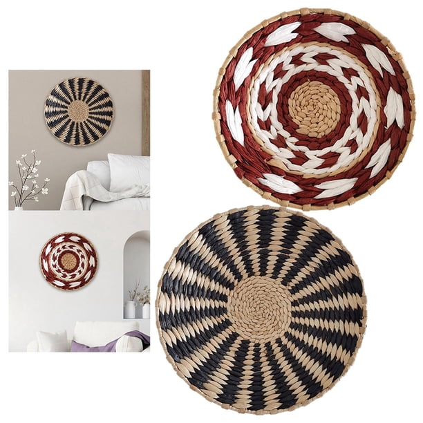 Cesta Tejida Hecha a Mano para Colgar en La Pared, para Interior, Redonda, Decorativa, para Exteriores, Simple, Rústica, para Entrada, Comedor, Cocina Negro 20cm Rojo 20cm Macarena tapiz tejido
