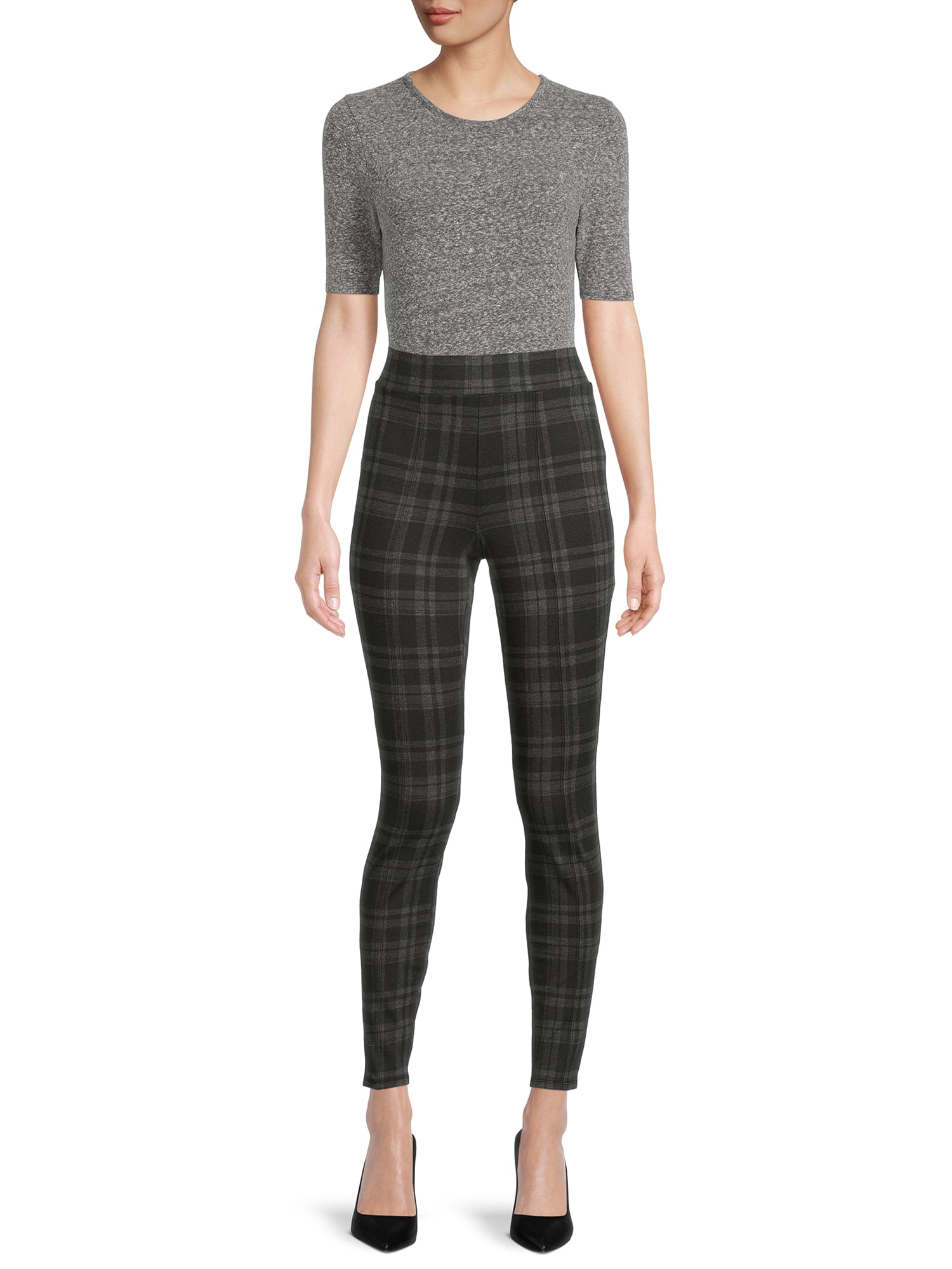 Time and Tru Women's High Rise Pull On Ponte Leggings