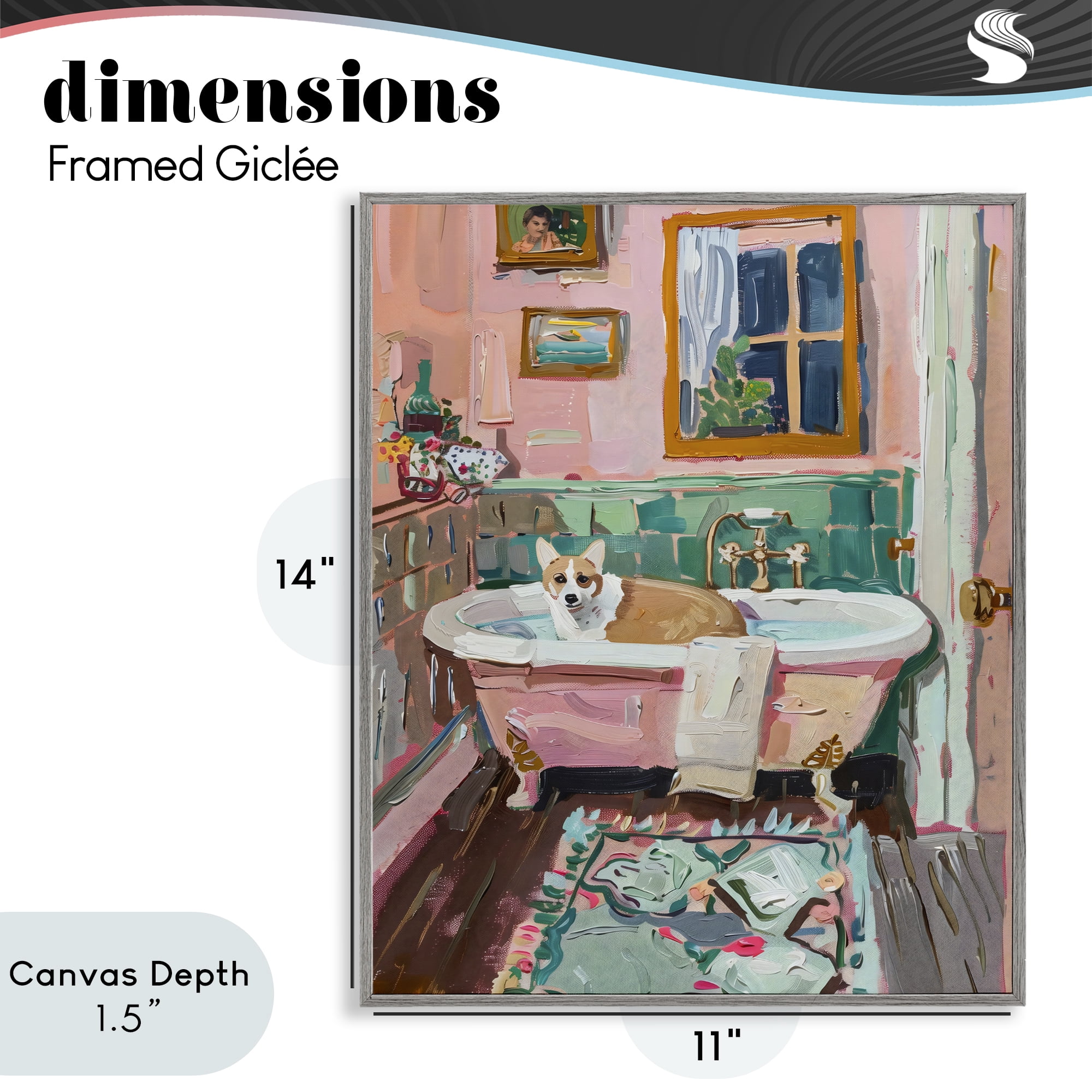 Stupell Industries Corgi in Pastel Tub Gray Framed Giclee Art, design by The Prints Vibe