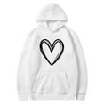 thumbnail image 3 of Brondbend Womans Hoodie Pull over Sweatshirt for Womens Long Sleeved Drawstring Pocket Pullover Print Stylish Oversized Tops Lady Going out Running Fall Winter Wear White, 3 of 3