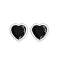 thumbnail image 3 of Rosec Jewels Heart Shape Black Onyx Solitaire Stud Earrings for Women - 7 mm - AAA Grade, 925 Sterling Silver, 3 of 7