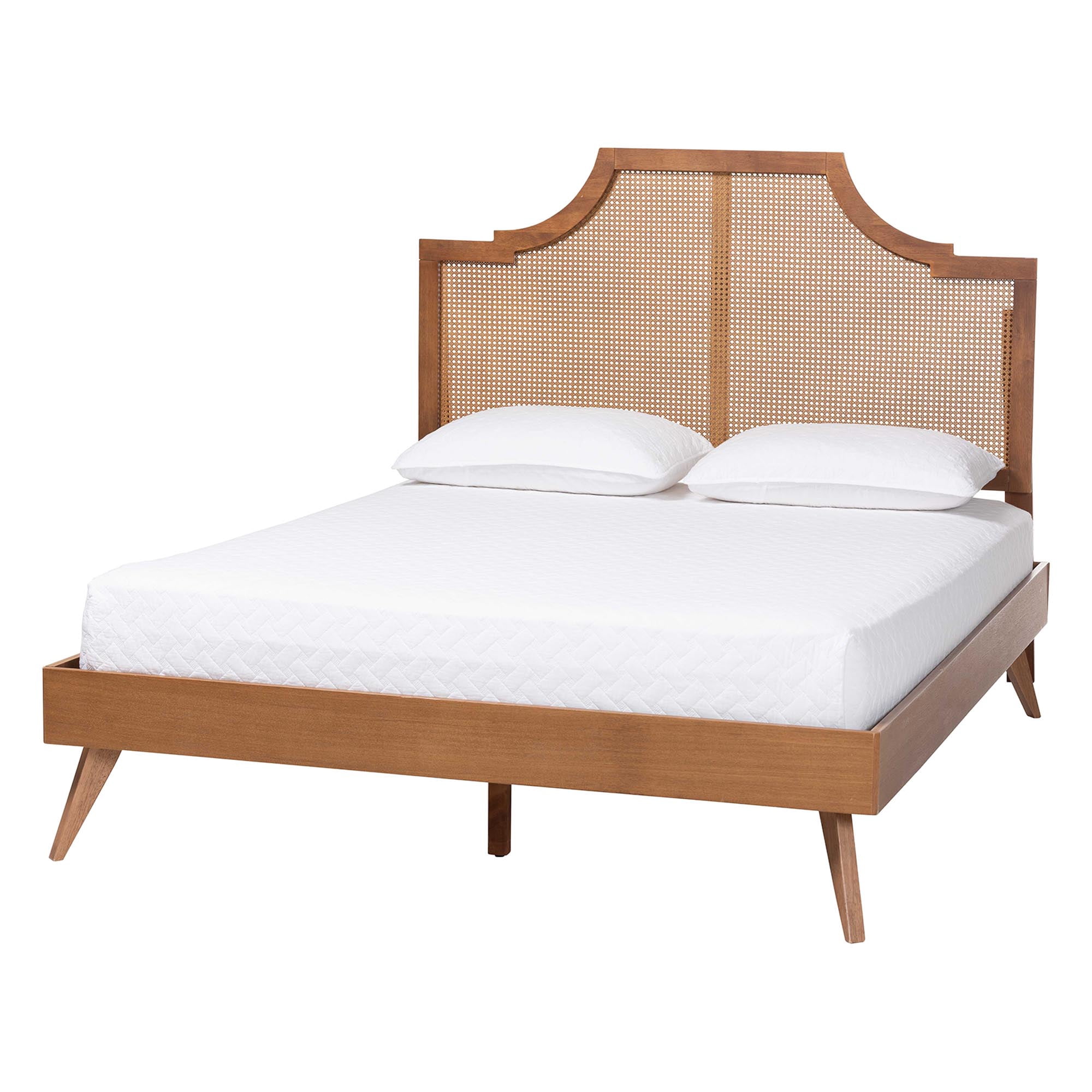 Baxton Studio Rodolfo Mid-Century Platform Bed, King, Ash Walnut