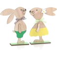 thumbnail image 1 of Decoración de madera del conejito de Pascua, decoración de pie del conejito de Pascua, 2 uds., 1 of 5