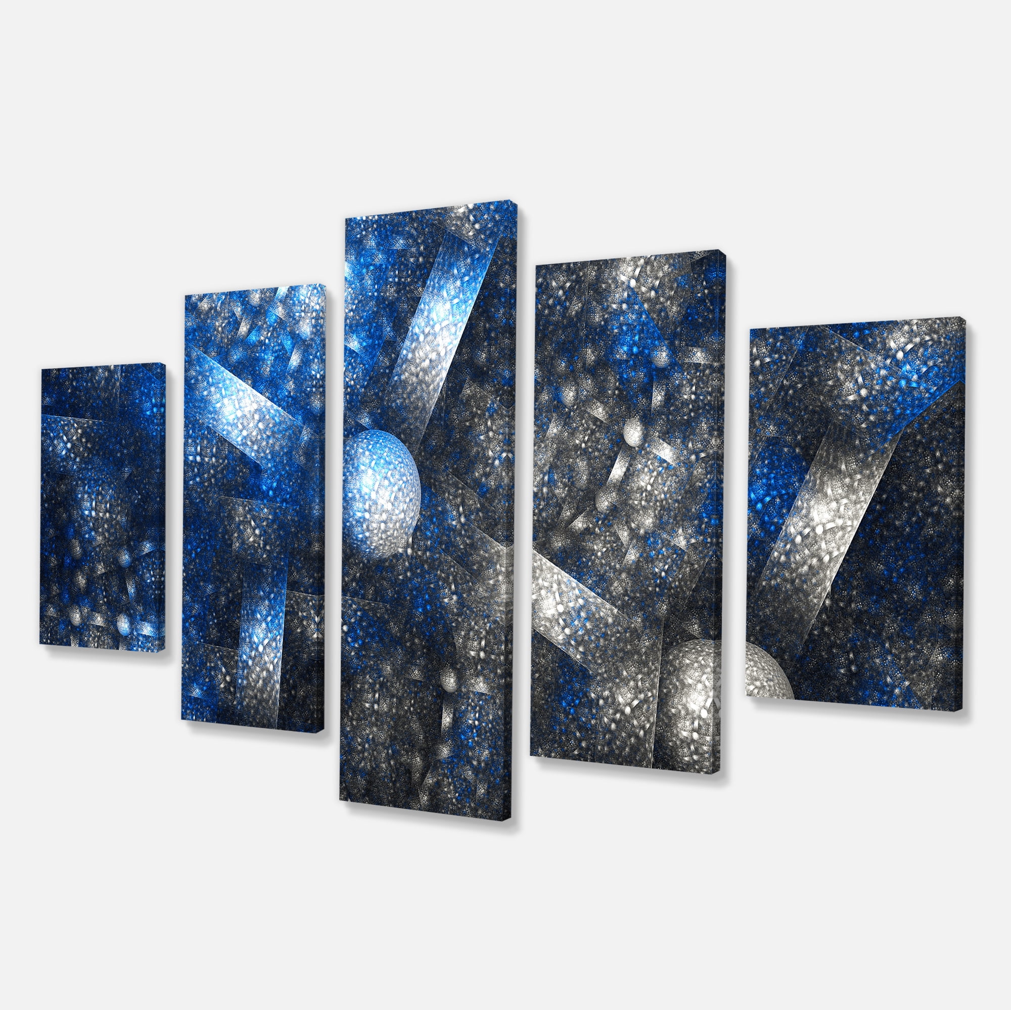 Designart 'Crystal Cell Dark Blue Steel Texture ' Contemporary Wall Art Canvas