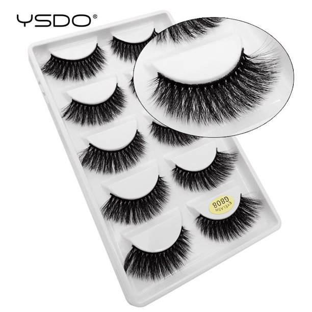 YSDO 3/5/10 pares de pestañas de visón 3D gruesas y esponjosas de imitación de visón extensión de pestañas postizas naturales Cilios maquillaje pestañas tenues Tan Jianjun unisex
